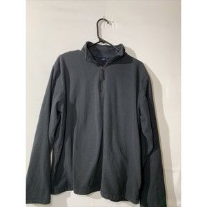 Lands End Black Fleece Pullover Mens L 42-44 1/4 Zip
